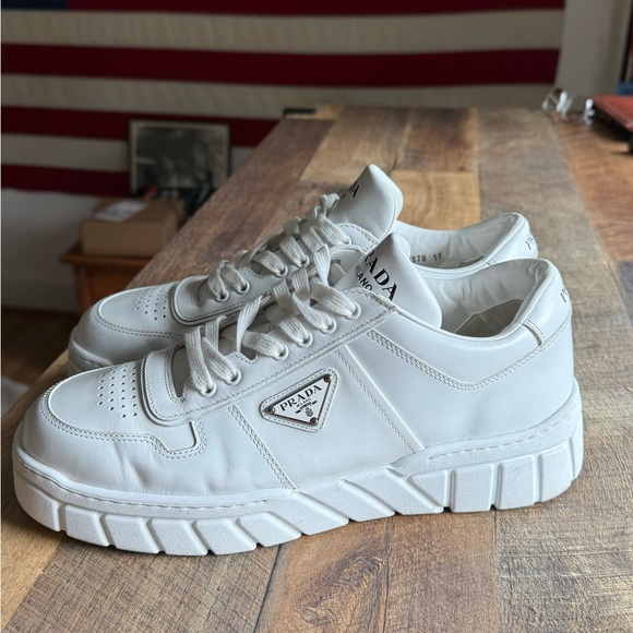 White Prada Leather Sneakers Size: 11 UK | 12 US - Picture 3 of 15